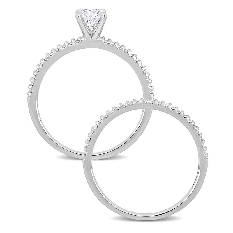 Miadora 3/4ct TDW Diamond Solitaire Bridal Ring Set in 14k White Gold