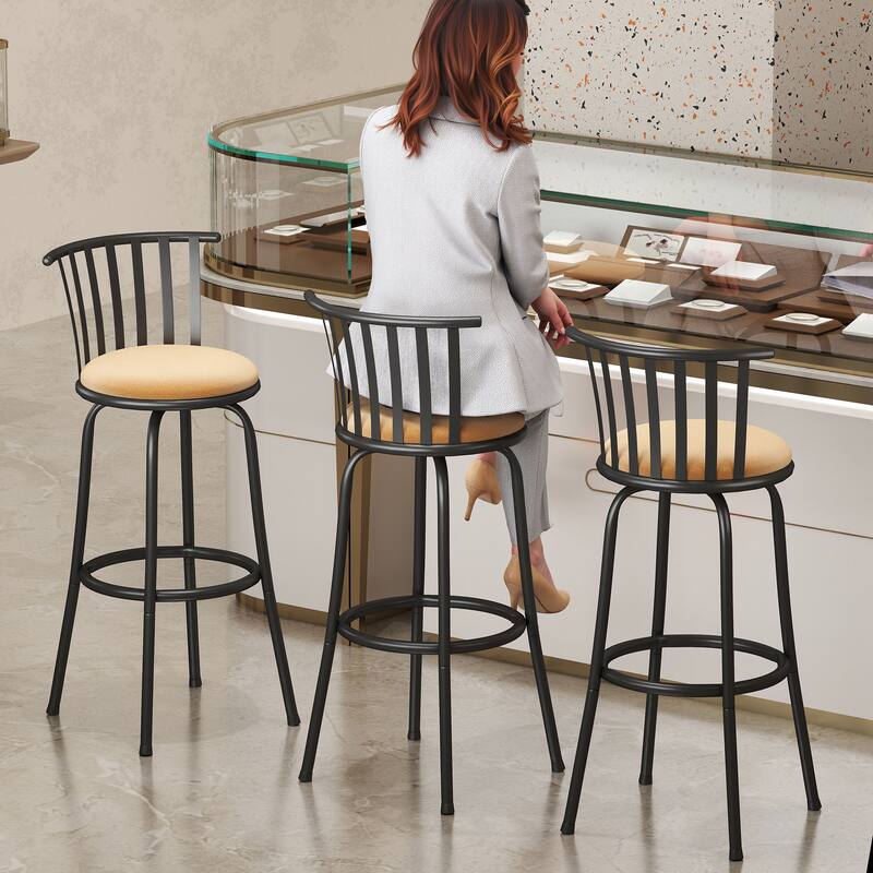 Homy Casa Brown Swivel Counter Height/Bar Height Stools with Cushioned Seat -For Kitchen Islands and Home Bars - N/A