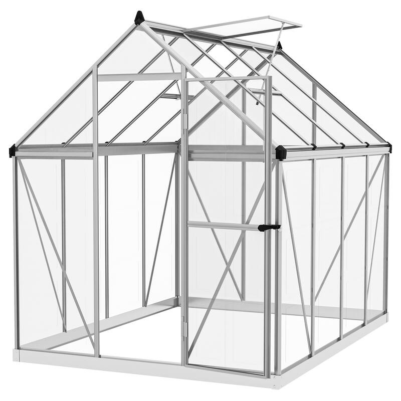 6' x 8' Greenhouse Walk-in Green House, Silver