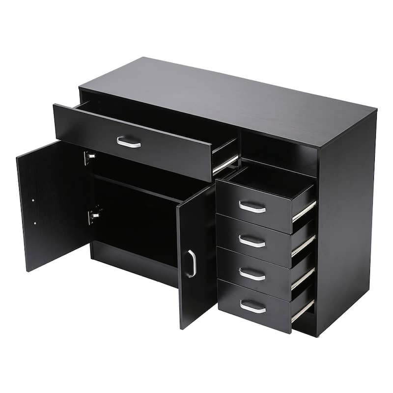 41"Rectangular 7 Compartments 5 Drawers 1 Door Cabinet Black