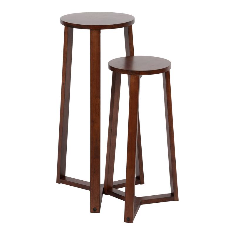 Kate and Laurel Rioux Round Wood Nesting Tables - 2 Piece - Walnut Brown