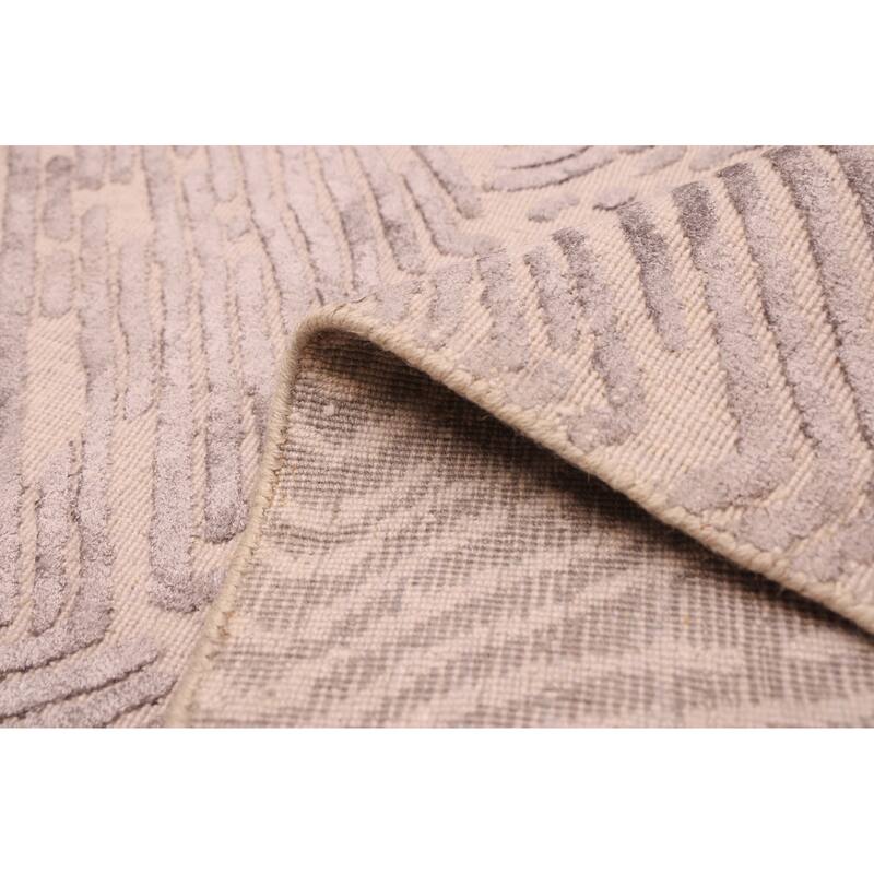 ECARPETGALLERY Hand Loomed Elysian Grey Viscose, Wool Rug - 6'8 x 10'0