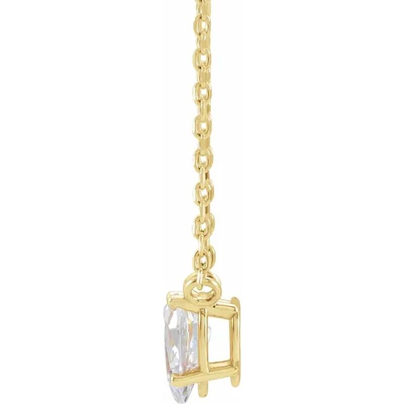 1Ct Pear Shape Diamond Solitaire Floating Pendant Yellow Gold Necklace Lab Grown
