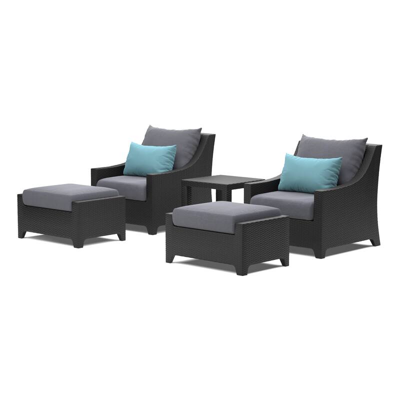 Deco 5 Piece Sunbrella Outdoor Patio Club Chair & Ottoman Set