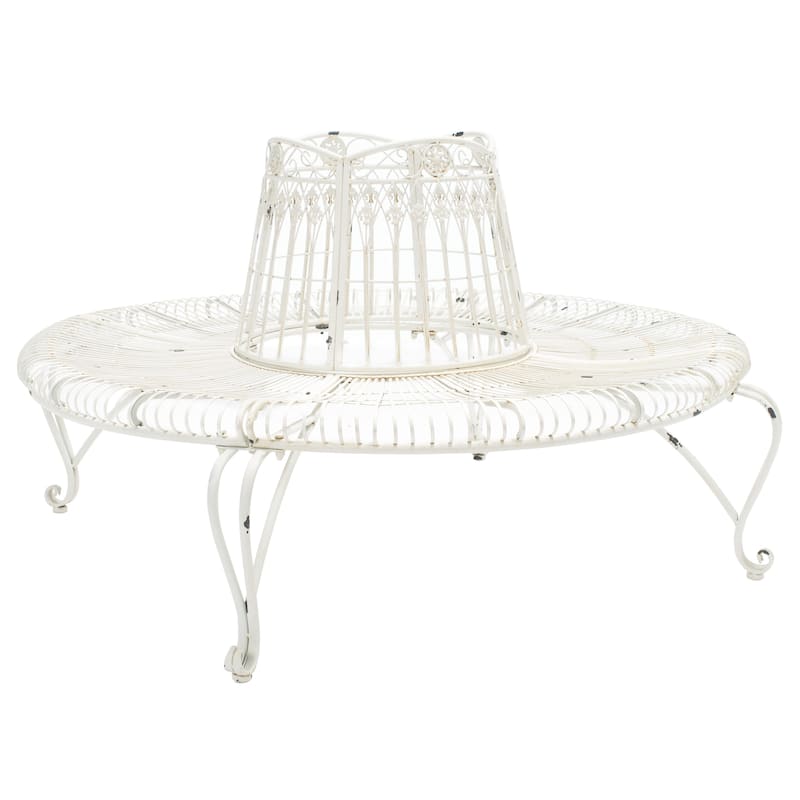 SAFAVIEH Outdoor Irmeli Victorian Iron Round Tree Bench - 60" W x 60" D x 34" H - 60Wx60Dx34H