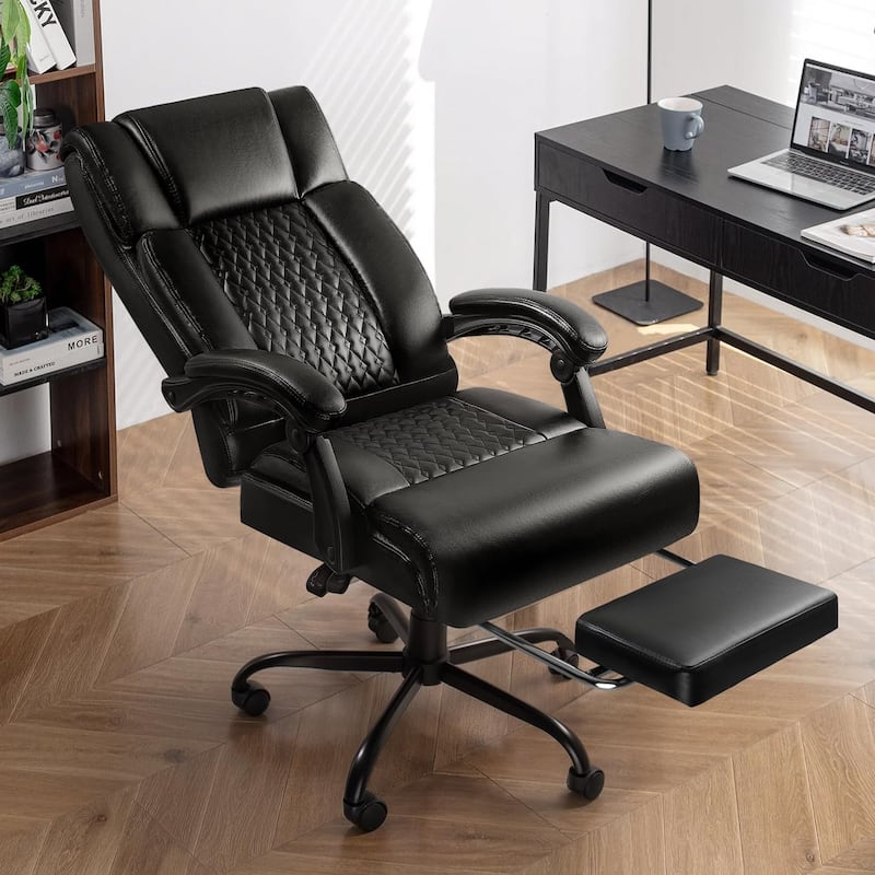 BOSSIN Big and Tall Office Chair Executive Heavy Duty Home Chairs with Foot Rest Ergonomic,High Back and Lumbar Support