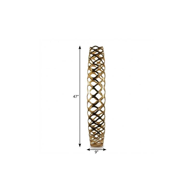 47" Gold Aluminum Pierced Geometric Cylinder Floor Vase - 9.00