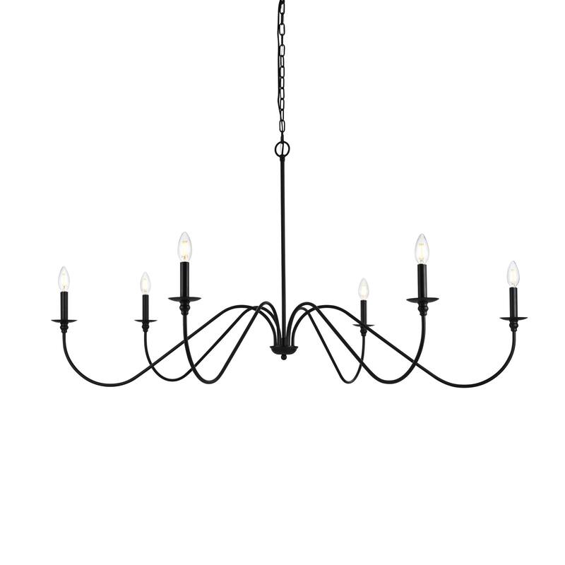 Elegant Lighting LD5056D54 Rohan 6 Light 54" Wide Taper Candle Style - Matte Black
