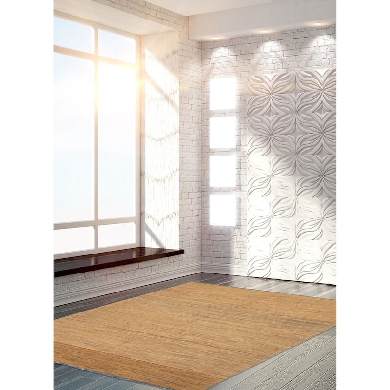 ECARPETGALLERY Flat-Weave Natural Tan Wool Tapestry Kilim - 5'7 x 7'7
