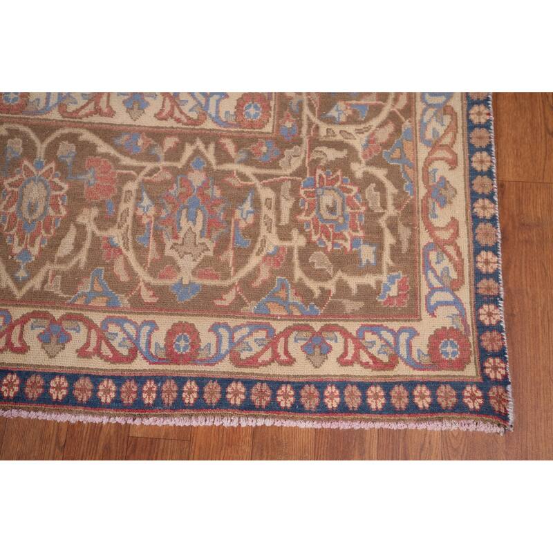 Mashad Persian Vintage Area Rug Handmade Floral Pink Wool Carpet - 9'2"x 13'5"