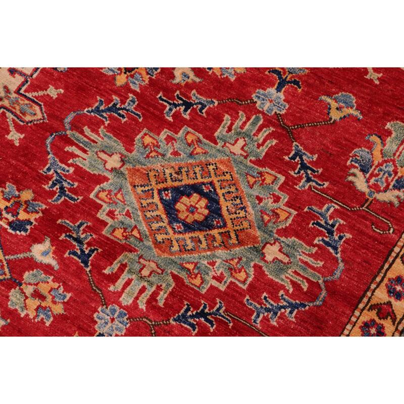 Rustic Super Kazak Nova Red/Beige Hand Knotted Wool Rug - 8'5'' x 10'3''