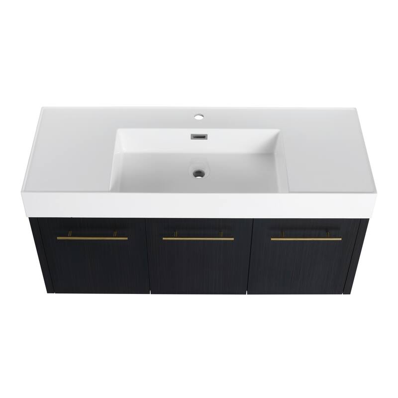 GDFStudio - Blair Wall-Mounted Bathroom Vanity with Thick-Edge Resin Sink