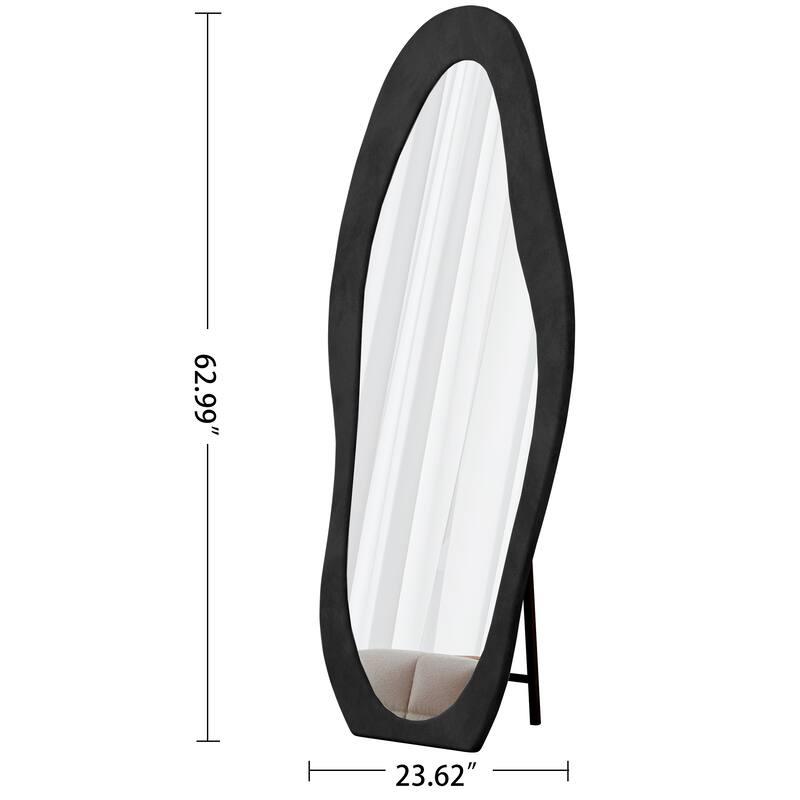 Full Length Mirror,63" x 24" Floor Mirror/ Wall Mirror, Flannel Wrapped Wooden Frame Floor Mirror