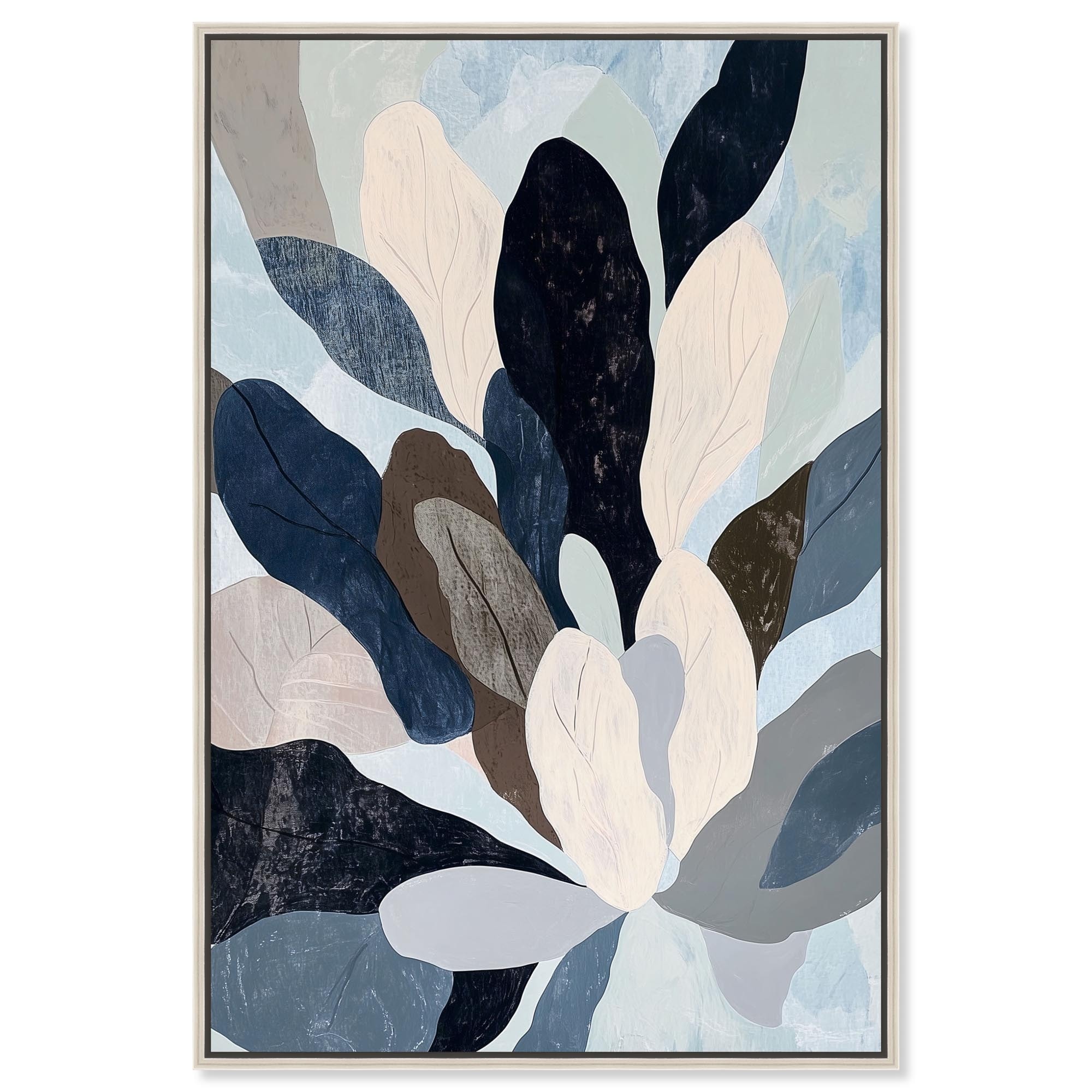 Overlapping of Leaf IV Blue Wall Decor Canvas Print by Art Remedy