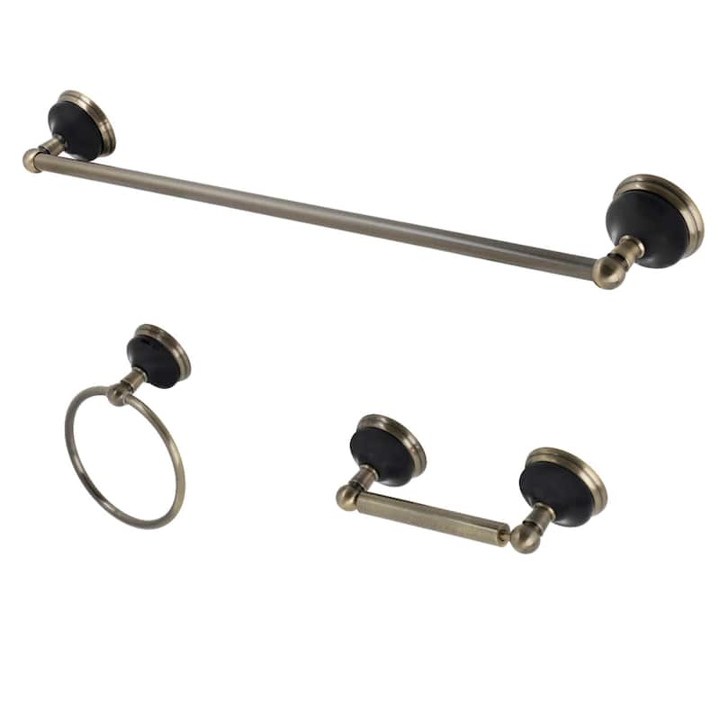 Kingston Brass Water Onyx 3 Piece Bathroom Package with 18" Towel Bar,