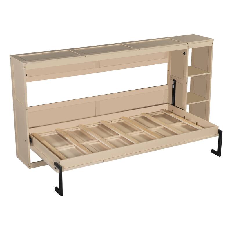 Twin Size Murphy Bed with Bookshelf