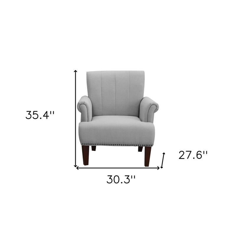 30-inch Arm Chair with Nailhead Trim and Sturdy Brown Legs