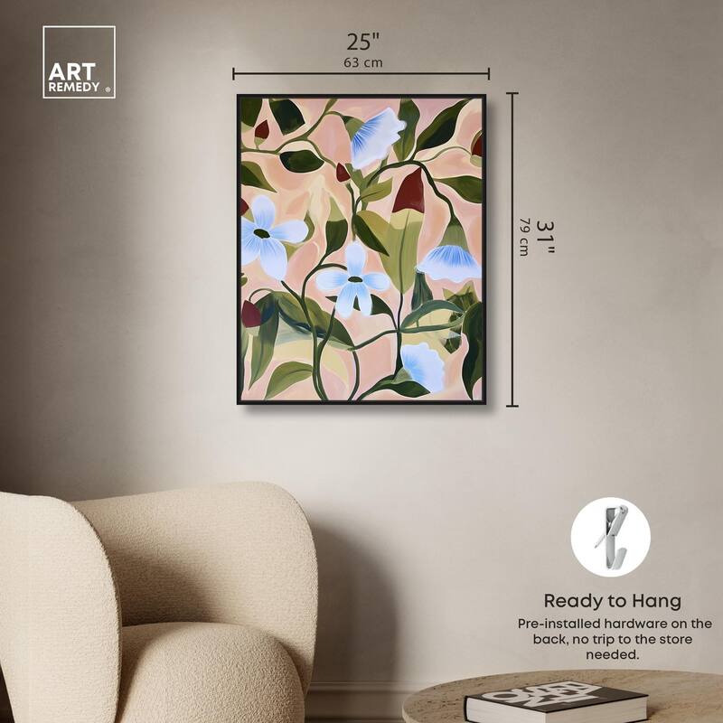 Bold Peach Petal Motif Canvas by Art Remedy