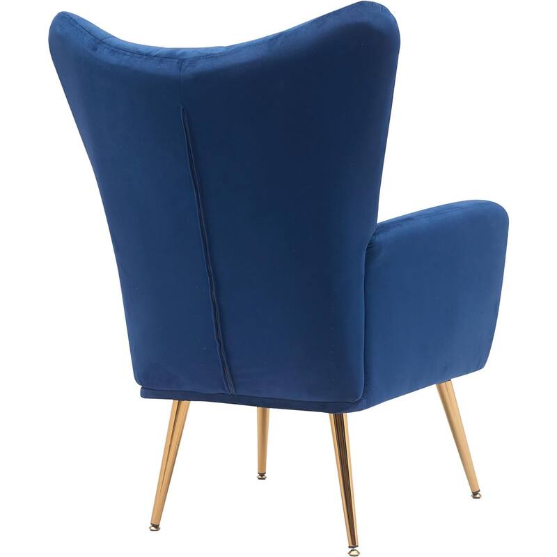 Modern Chic Mid-Century Velvet Accent Armchair Button-Tufted Wingback Design with Gold Flared Legs
