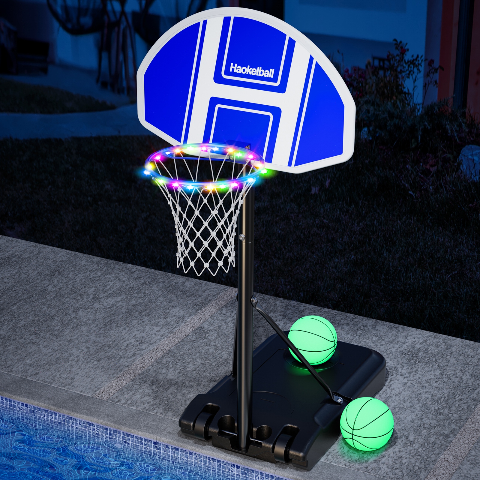 Poolside Basketball Hoop with Light Adjustable Height 41