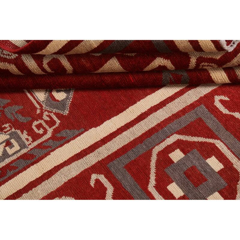 Geometric Oriental Gabbeh Kashkoli Area Rug Hand-knotted Wool Carpet - 5'4" x 7'8"