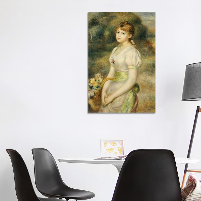 iCanvas "Young Girl with a Basket of Flowers " by Pierre-Auguste Renoir Canvas Print - 40x26x1.5