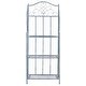preview thumbnail 2 of 53, SAFAVIEH Amaris Victorian Wrought Iron 4-Tier Outdoor Bakers Rack. - 25" W x 15" D x 63" H Antique Blue.