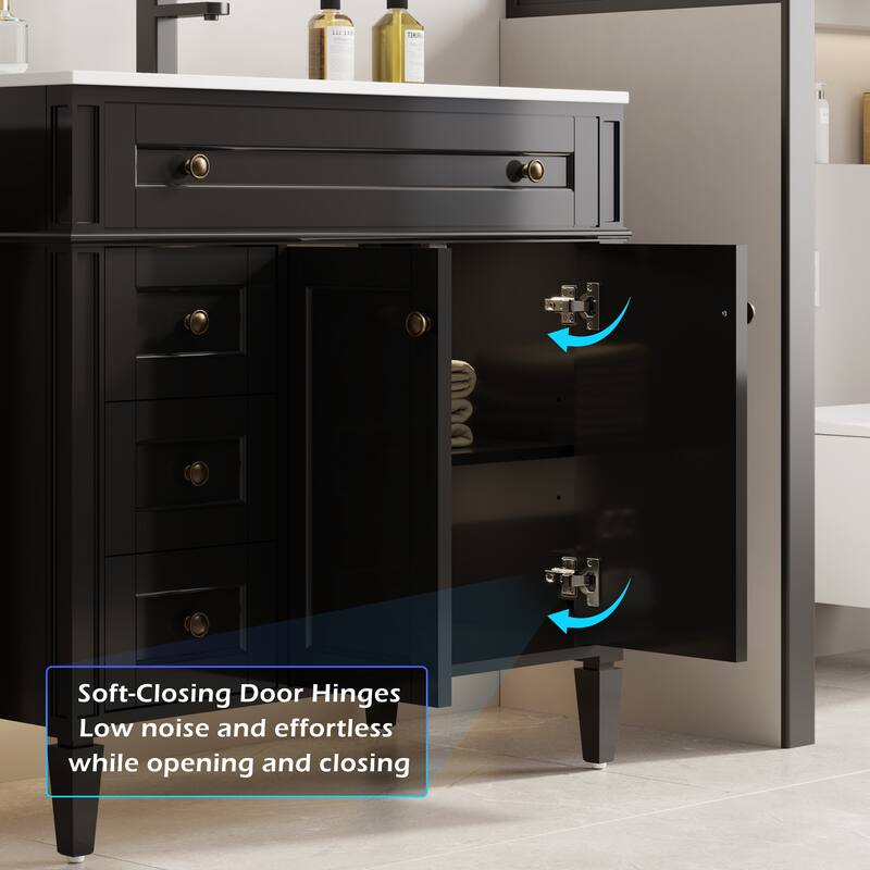 Retro Bathroom Vanity W/ Drop in Sink Combo Cabinet Set