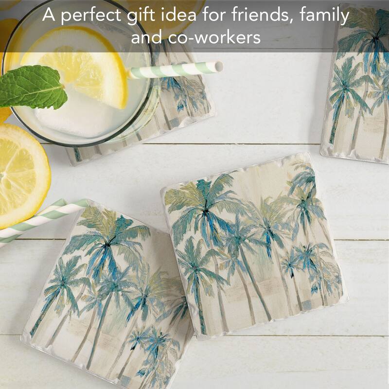 Wild Apple Graphics 4-Pack Tumbled Tile Stone Coasters with Protective Cork Backing Manufactured in The USA