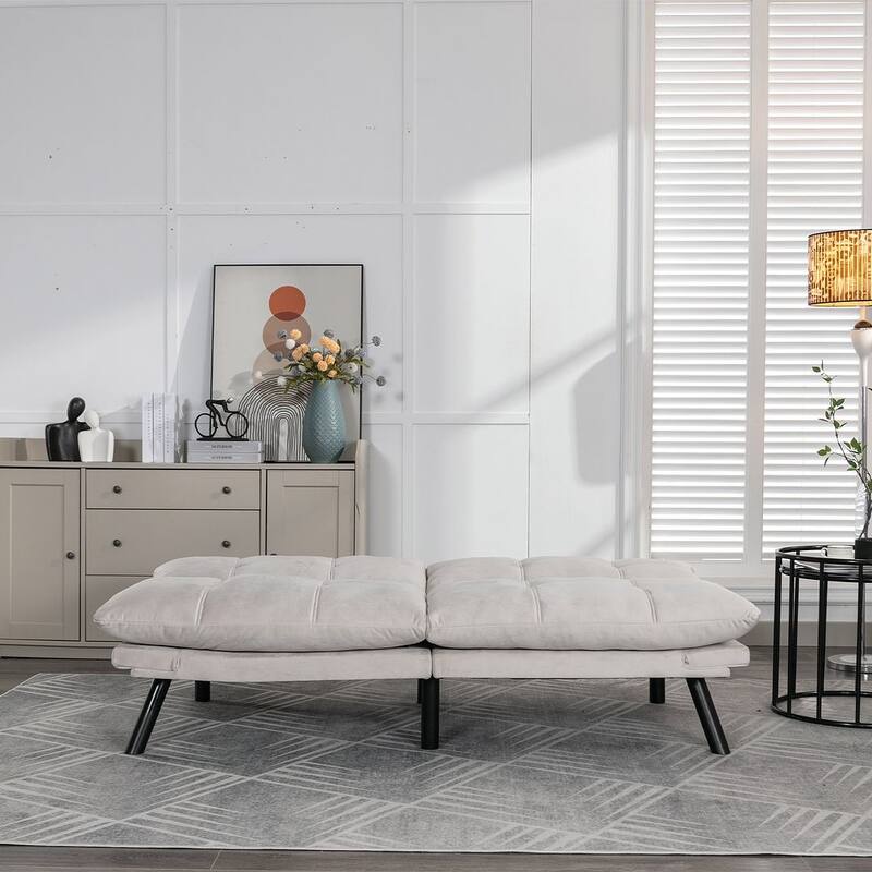 70.87" Futon Sofa Bed, Foam Foldable Couch Convertible Loveseat Sleeper Daybed with Adjustable Armrests for Small Space