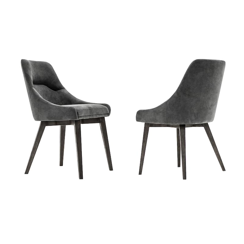 Lileth Modern River Gray Dining Chairs with Acacia Wood Legs - Set of 2 - N/A