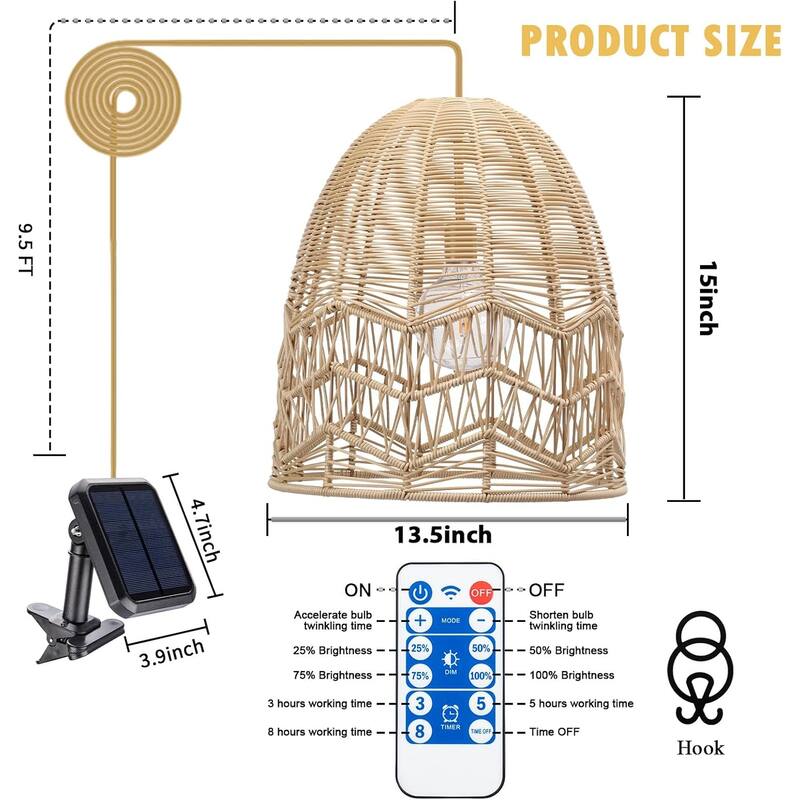 Dimmable hanging light matte pendant light plastic rattan lantern light