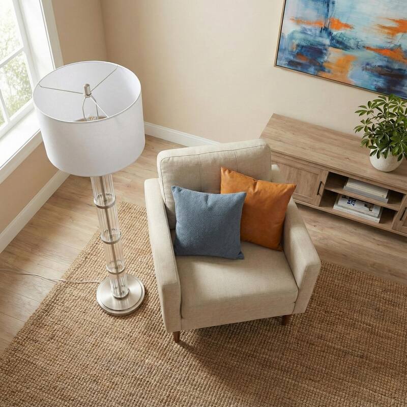 Willed Clear Glass Brushed Nickel Modern Floor Lamp