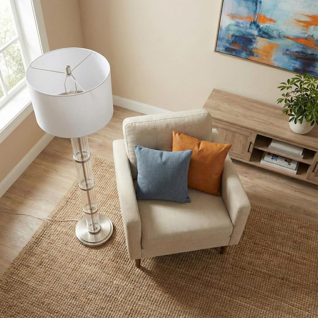 Willed Clear Glass Brushed Nickel Modern Floor Lamp