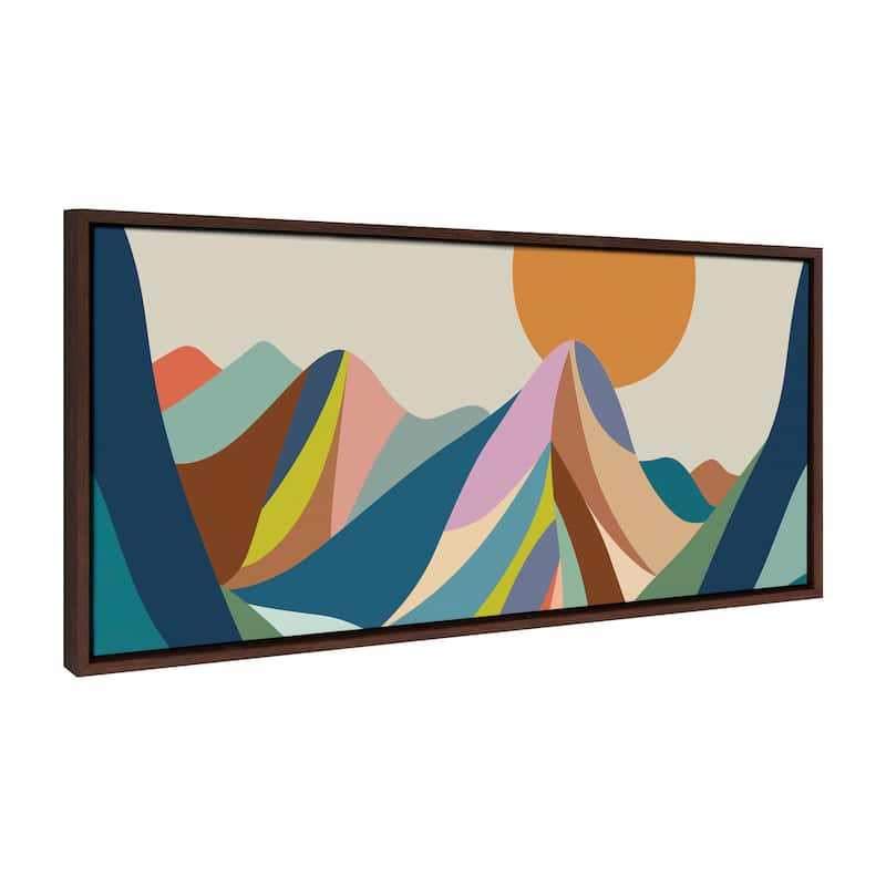 Kate and Laurel Sylvie Mountains Crop Framed Canvas by Rachel Lee - 18x40 - Plastic - Brown