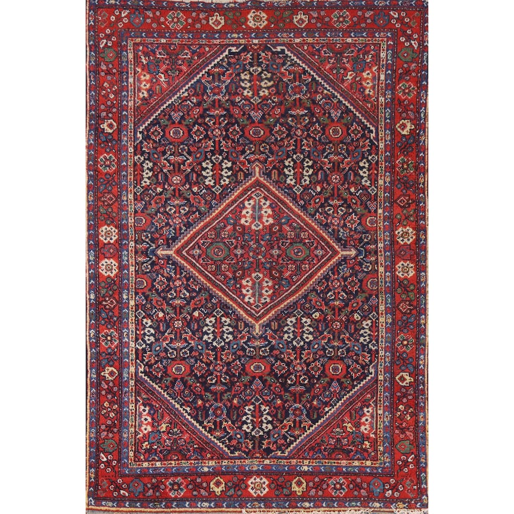 Vegetable Dye Mahal Persian Antique Accent Rug Handmade Wool Carpet - 4'4"x 6'7"