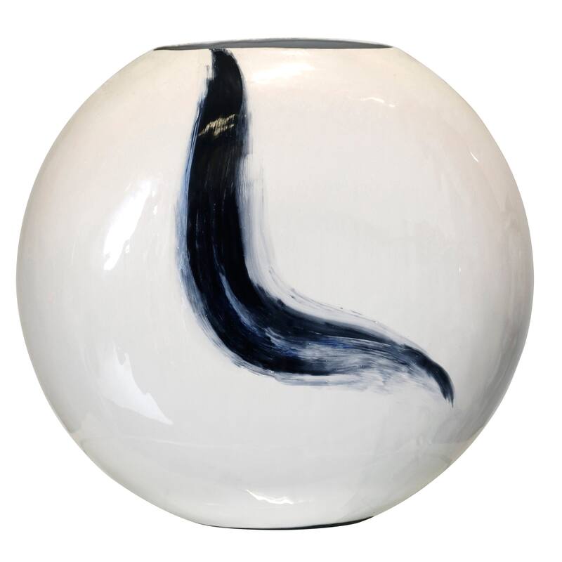 StyleCraft Royal Swift - Iron Vase - White, Navy - White, Blue
