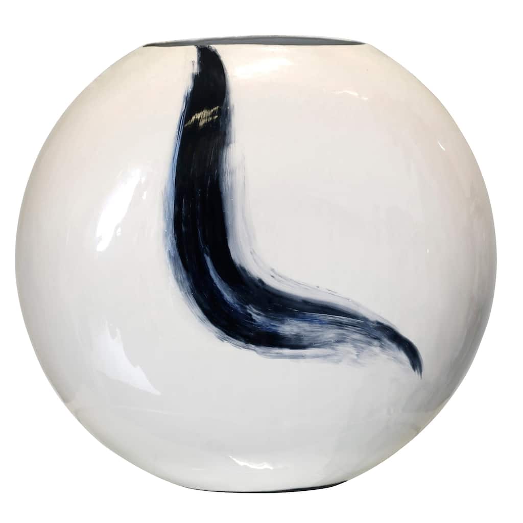 StyleCraft Royal Swift - Iron Vase - White, Navy