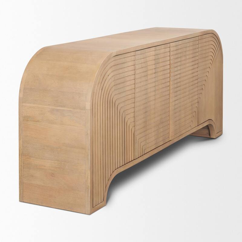 Sorina Reverse Fluted Light Brown Wood Sideboard - 72.0L x 16.0W x 30.0H