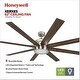 preview thumbnail 2 of 9, Honeywell Xerxes Brushed Nickel LED Remote Control Ceiling Fan, 8 Blade, Integrated Light - 62-inch