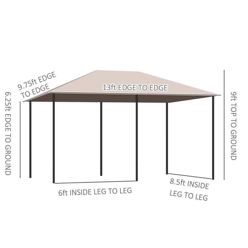 10' x 13' Outdoor Patio Gazebo Canopy Shelter with 6 Removable Sidewalls - Khaki