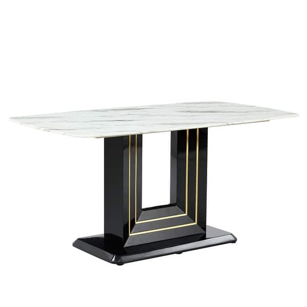 White Tone Oval Style Marble Top And Base Dining Table