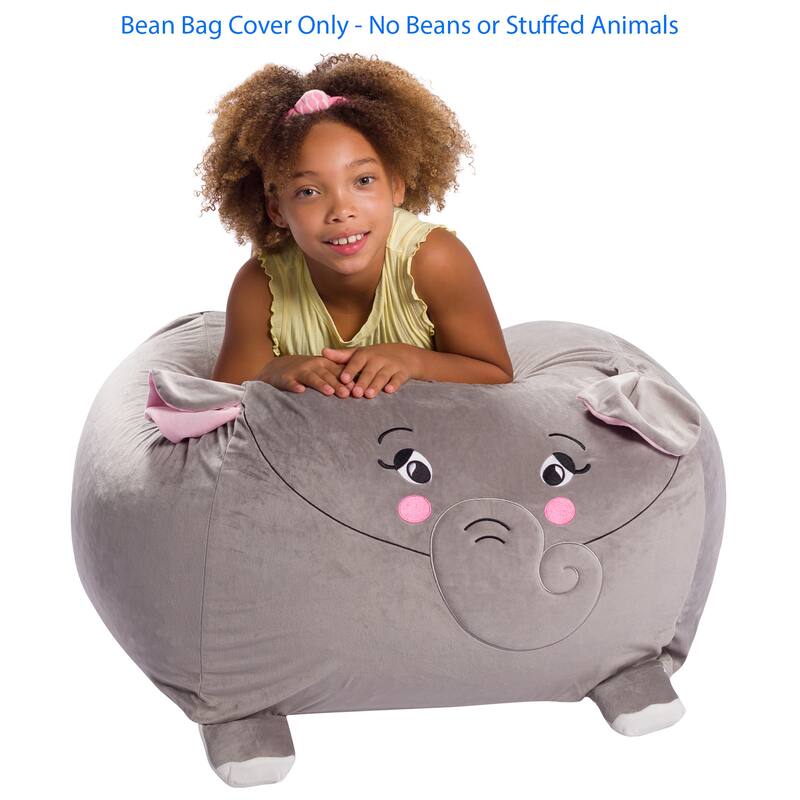 Stuffed Animal Storage Bean Bag Chair Cover only for Kids, Toy Holder