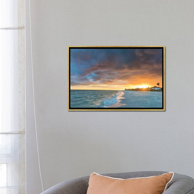 iCanvas "Sunset clouds over the Gulf of Mexico on Sanibel Island in Florida, USA" by Chuck Haney Framed Canvas Print