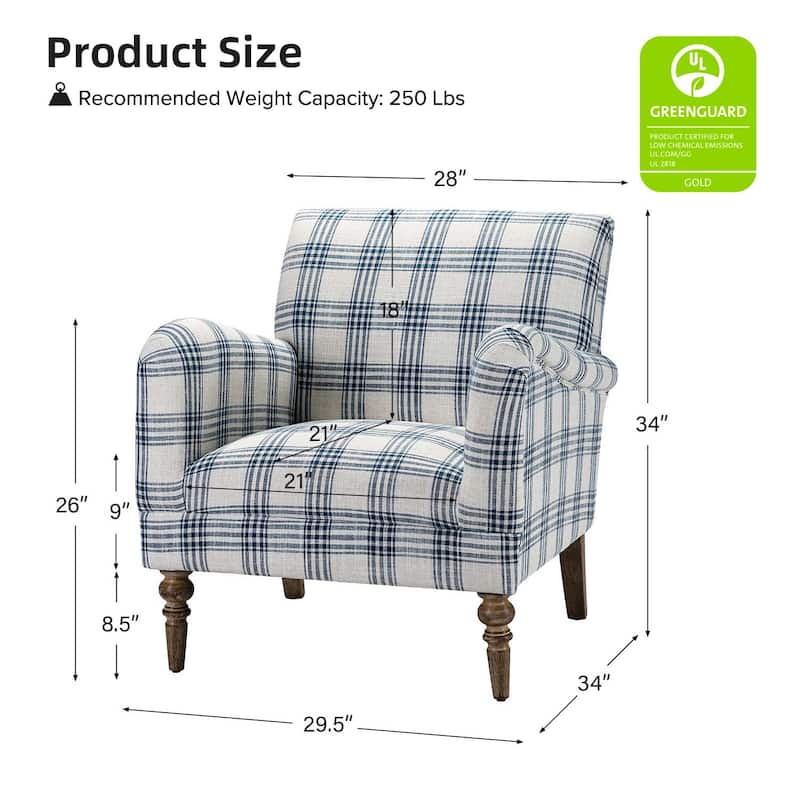 Malia Accent Amchair with Plaid Pattern
