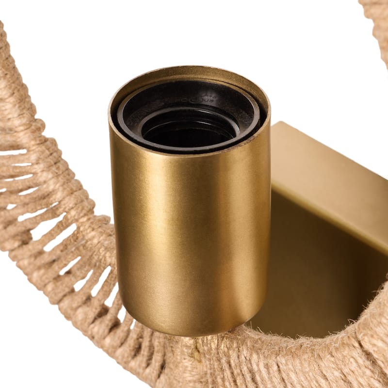 Cove River of Goods Gold Metal and Jute Indoor Plug In Wall Sconce - 13" x 5" x 15"