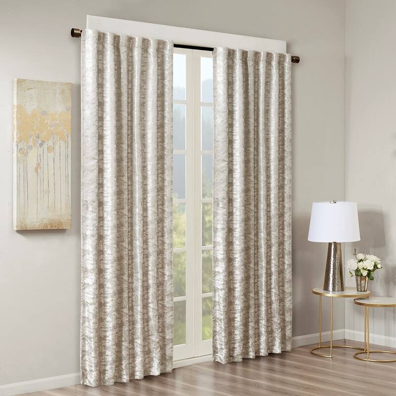 Jacquard Lined Total Blackout Rod Pocket/Back Tab Curtain Panel