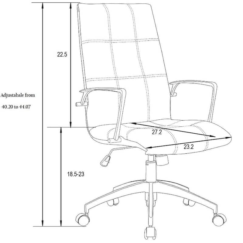 Leather Office Chair Adjustable - Ergonomic Desk Chair Mid-Century Style Swivel Task Chair with Lumbar Support