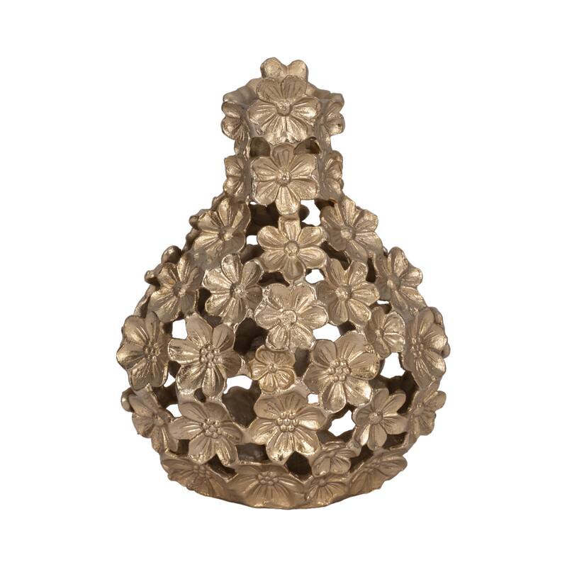 Aluminum Decorative Vase Floral Openwork Design Glam Style Modern