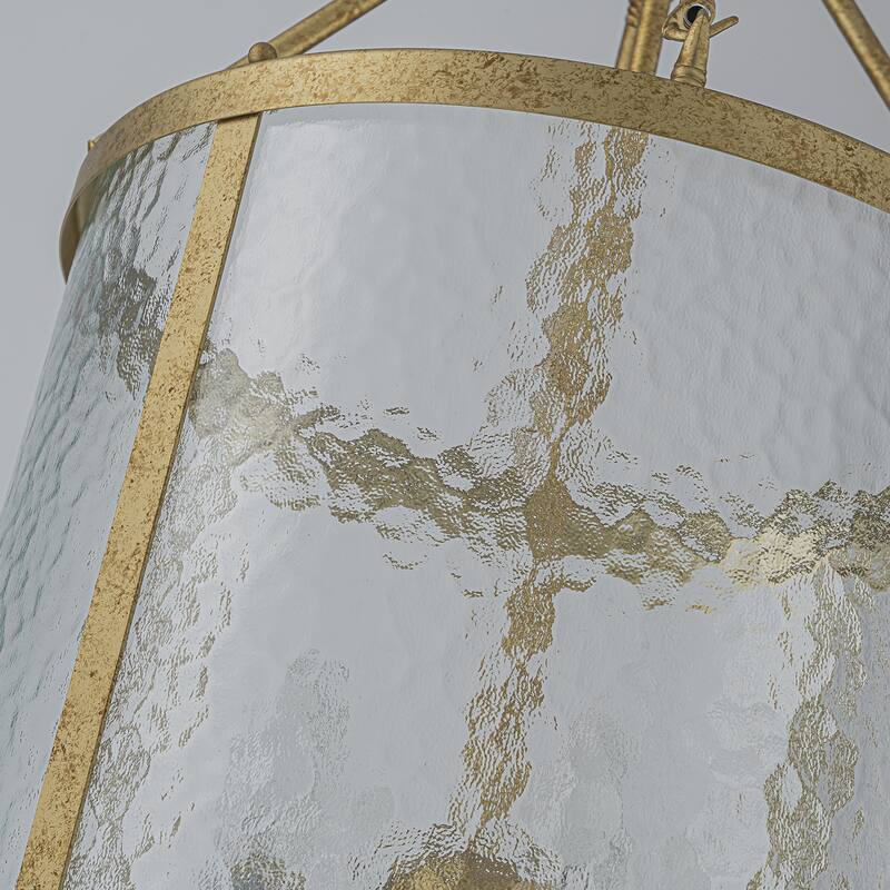 4 - Light Farmhouse Lantern Glass Drum Chandelier for Entryway